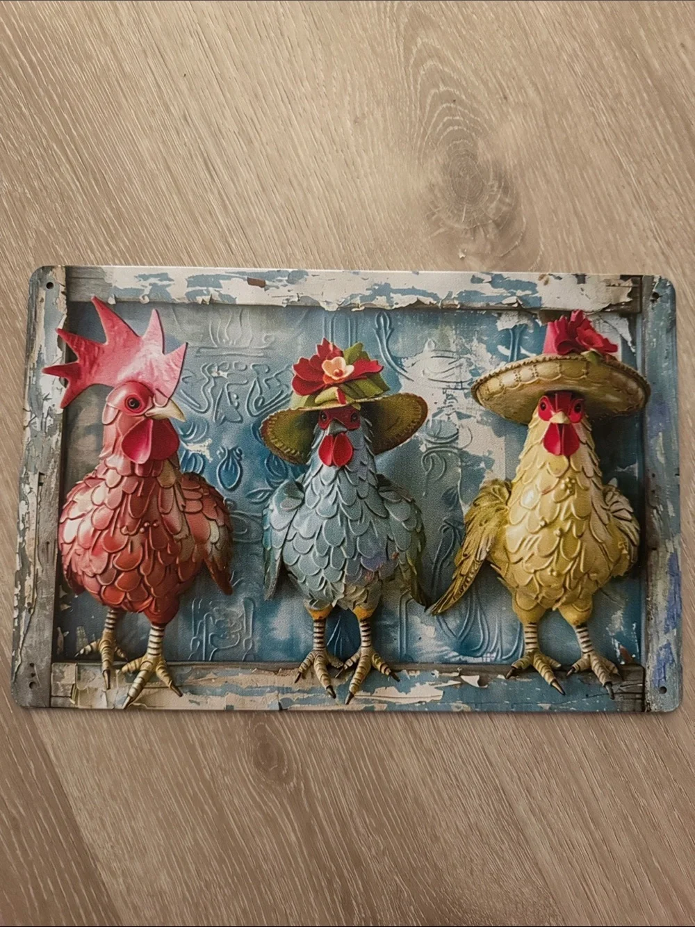 Rustic Chicken Farmhouse Metal Decor NEW 🏷️